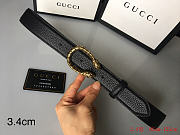 Gucci Black leather belt with dionysus buckle 3.4cm - 5
