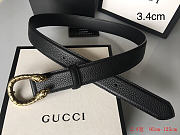 Gucci Black leather belt with dionysus buckle 3.4cm - 3