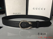 Gucci Black leather belt with dionysus buckle 3.4cm - 2