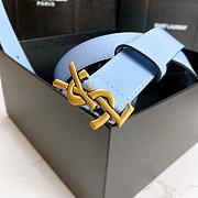 YSL belt in calfskin blue 3cm - 5