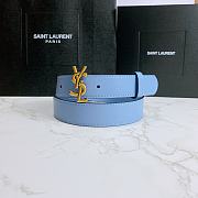 YSL belt in calfskin blue 3cm - 4