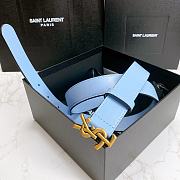 YSL belt in calfskin blue 3cm - 3