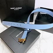 YSL belt in calfskin blue 3cm - 2