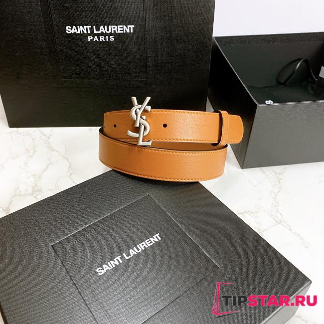 YSL belt in calfskin brown 3cm - 1