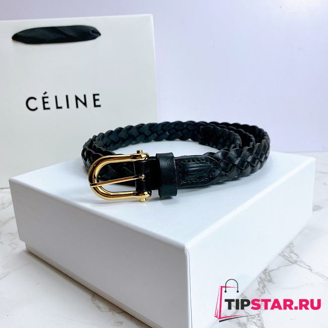 Celine belt cowhide leather black 2cm - 1