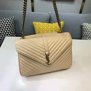 YSL Collège large in quilted leather beige 32cm