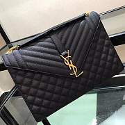 YSL Envelope large bag in mix matelassé grain de poudre embossed leather black 31cm - 2