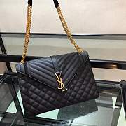 YSL Envelope large bag in mix matelassé grain de poudre embossed leather black 31cm - 1