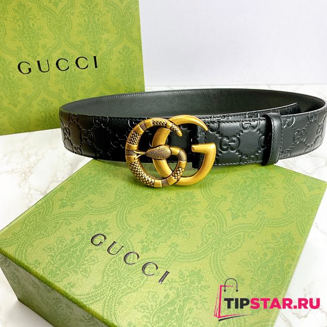 Gucci Leather belt with double G buckle with snake - 1