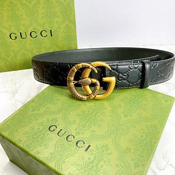 Gucci Leather belt with double G buckle with snake