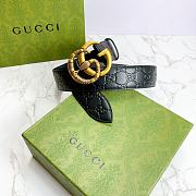 Gucci Leather belt with double G buckle with snake - 3