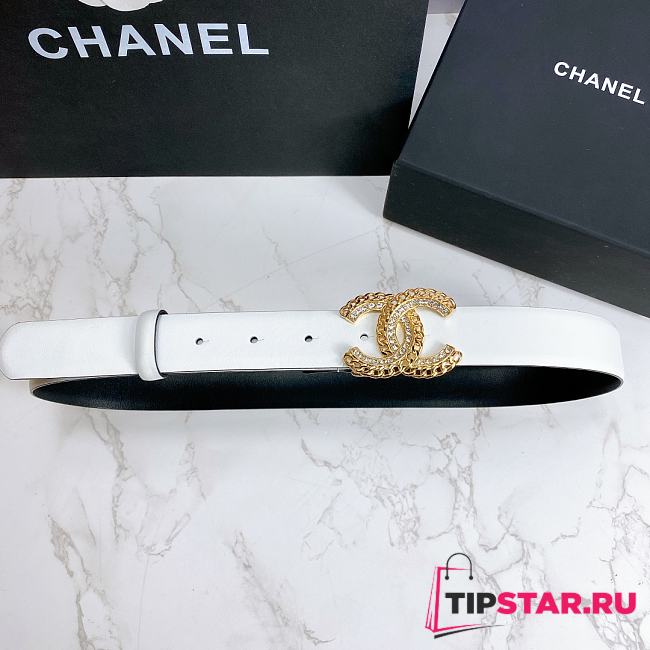 Chanel leather belt in white 3cm 000 - 1