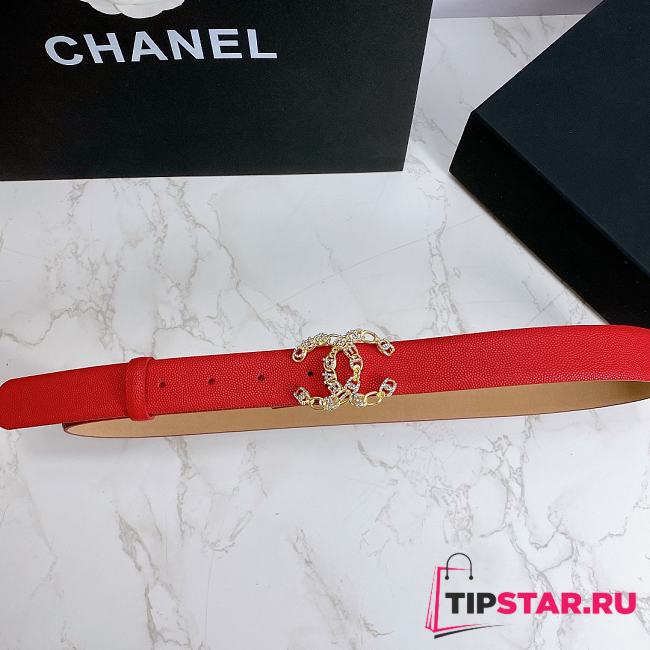 Chanel leather belt in red 3cm 001 - 1