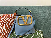 Valentino Supervee calfskin handbag blue 20cm - 2