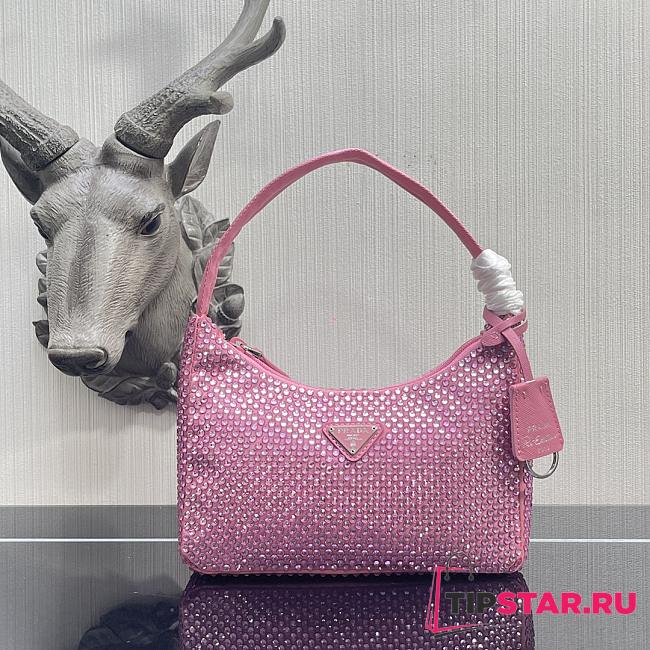 Prada Satin mini-bag with artificial crystals in pink 22cm - 1
