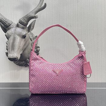 Prada Satin mini-bag with artificial crystals in pink 22cm