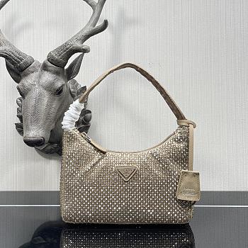Prada Satin mini-bag with artificial crystals in beige 22cm
