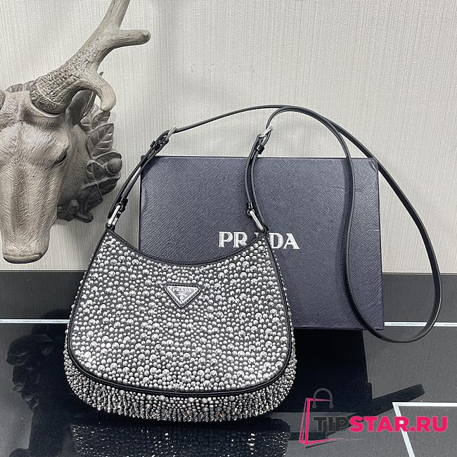 Prada Cleo satin bag with appliqués in black - 1