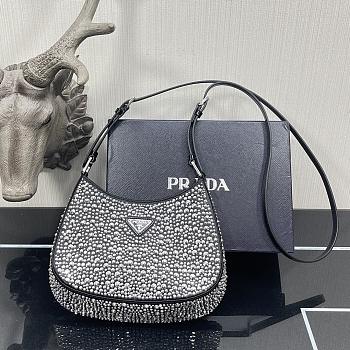 Prada Cleo satin bag with appliqués in black