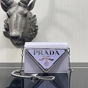 Prada Brushed leather shoulder bag in blue 1BH189 17cm - 1