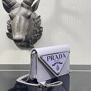 Prada Brushed leather shoulder bag in blue 1BH189 17cm - 6