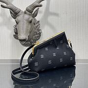 Fendi First small black flannel bag with embroidery 26cm - 3