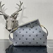Fendi First small grey flannel bag with embroidery 32.5cm - 1