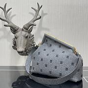 Fendi First small grey flannel bag with embroidery 32.5cm - 5