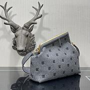Fendi First small grey flannel bag with embroidery 32.5cm - 2