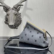 Fendi First small grey flannel bag with embroidery 26cm - 4