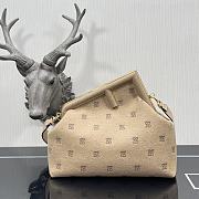 Fendi First medium beige flannel bag with embroidery 32.5cm - 1