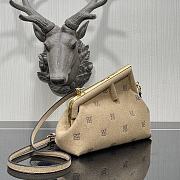 Fendi First small beige flannel bag with embroidery 26cm - 6