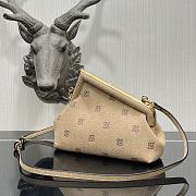 Fendi First small beige flannel bag with embroidery 26cm - 5