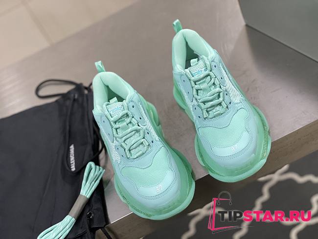 Balenciaga Triple S clear sole sneaker in light green double foam and mesh - 1