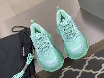 Balenciaga Triple S clear sole sneaker in light green double foam and mesh