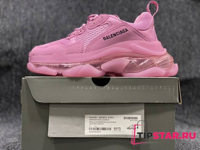 Balenciaga Triple S clear sole sneaker in light pink double foam and mesh - 1