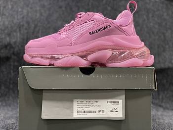 Balenciaga Triple S clear sole sneaker in light pink double foam and mesh