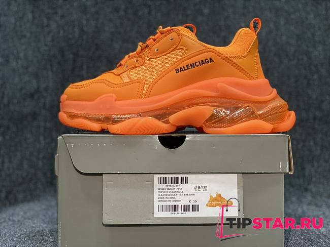 Balenciaga Triple S clear sole sneaker in light orange double foam and mesh - 1