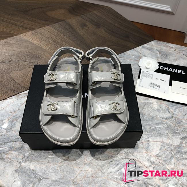 Chanel sandals grey lambskin - 1