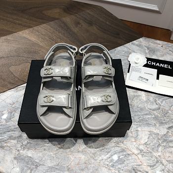 Chanel sandals grey lambskin