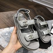 Chanel sandals grey lambskin - 5