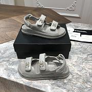 Chanel sandals grey lambskin - 4