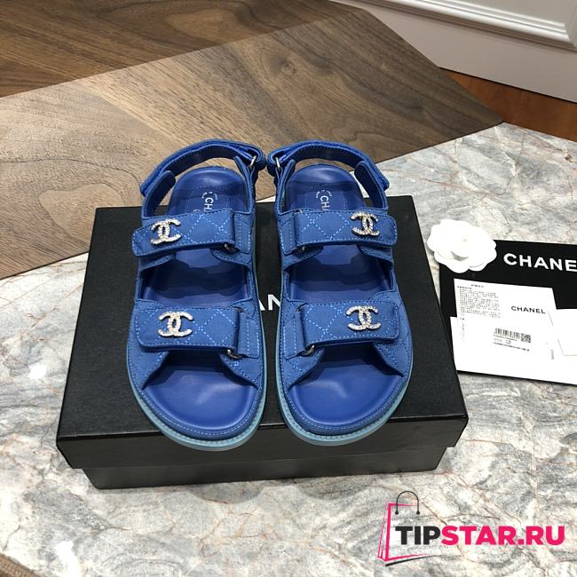Chanel sandals blue canvas - 1