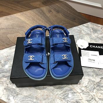 Chanel sandals blue canvas