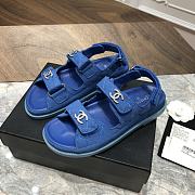 Chanel sandals blue canvas - 4