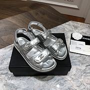 Chanel sandals silver lambskin - 6