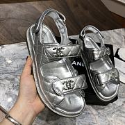 Chanel sandals silver lambskin - 5