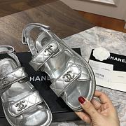 Chanel sandals silver lambskin - 4