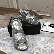 Chanel sandals silver lambskin - 3