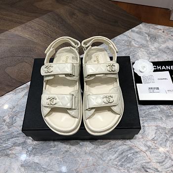 Chanel sandals beige lambskin